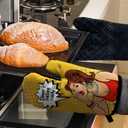 Dinner's Fxxking Ready Funny Yellow Oven Mitts with Hanging Loop and Silicone Non-Slip, Housewife Baking Cooking Kitchen Utensils 2-Piece Set, Gifts for Chef Hostess Mom Wife Aunt Sister