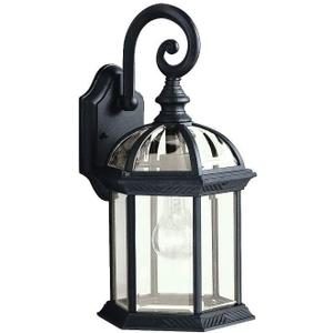 Kichler Barrie 15.5" Outdoor Wall Light in Black, 1-Light Exterior Wall Sconce with Clear Beveled Glass, (15.5" H x 8" W), 9735BK