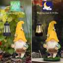 Solar Garden Gnome Statue with Lantern - Hand-Painted Resin Gnome Decor, IP44 Waterproof Outdoor Figurine for Yard Patio Porch, for Mom Women Housewarming Christmas