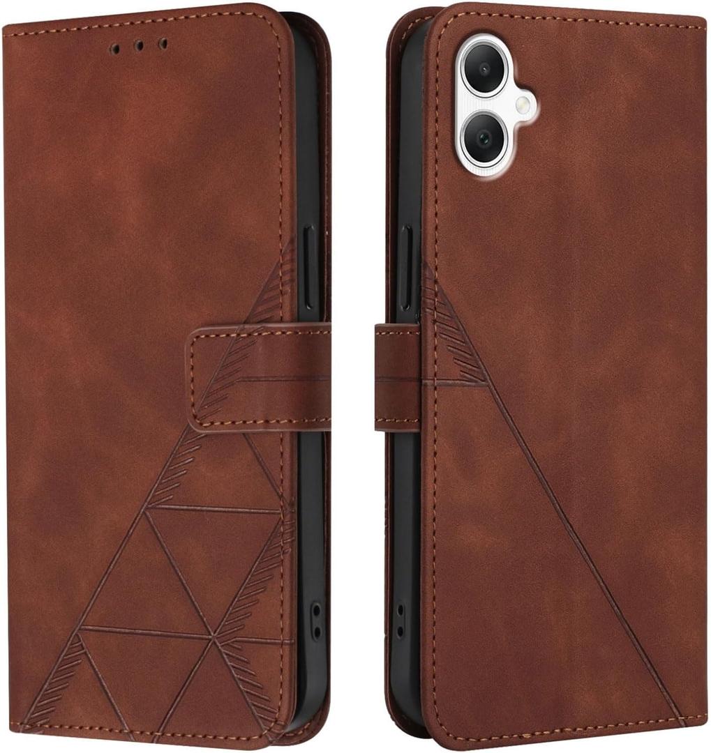Flip Case for Samsung A06 Faux Leather Wallet Holster with Cards Holder Kickstand Magnetic Closure Shockproof Folio Protect Cover for Samsung Galaxy A06. Brown YBS