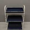 Creative Co-Op Heavily Distressed 3-Tier Metal Tray with White Frame & Rim, Navy