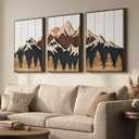 Framed Wood 3D Mountain Textured Wall Art for Living Room, Set of 3 Farmhouse Modern Wood Artwork for Walls, Large Mountain Forest Landscape Wall Art Decor for Home Office Bedroom Hallway, 20x30 Inch, 20" W x 30" H x 3Pcs
