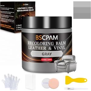 Gray Leather Recoloring Balm,Leather Couch Scratch/Stain Remover,Leather Repair kit for Vinyl Furniture and Car Interior,Leather Dye Paint for Scratched and Faded Leather Couches