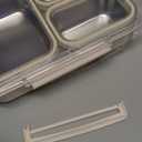 Stainless Steel Bento Box, 3 Compartments Leakproof Stainless Steel Snack Containers, 25 oz Premium 304 Metal Lunch Box for Adults, BPA-Free, Dishwasher Safe (Beige)