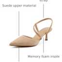 BCTEX COLL Women's Kitten Heel Slingback Closed Pointed Toe Low Stiletto Heels Comfortable Party Wedding Work Dressy Pumps Shoes (Beige)
