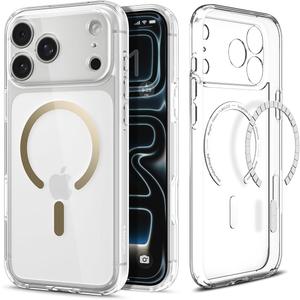 Spigen for iPhone 17 Pro Max Case, Ultra Hybrid MagFit [TPU Covered Camera Control] [Anti-Yellowing] [Compatible with Magsafe] - Clear Gold