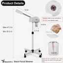 Stand Professional Ozone Facial Steamer with Touch Control, Adjustable Height & Rolling Base, 360 Rotatable Nozzle, Hot Mist Function, Use for Home, Salon SPA (White)