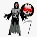 Morph Kids Light Up Grim Reaper Costume - Scary Halloween Outfit with Grim Reaper Scythe for Kids