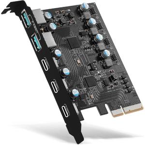 PCIe to USB 3.2/USB 3.1 Gen 2 Card 10Gbps 5-Port (3X USB C -2X USB A) PCI Express Expansion Card PC Internal USB Hub for Windows 10/8/7 Linux and MAC OS 10.8.2 Above
