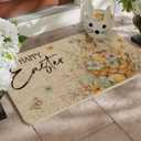 Artoid Mode Rabbit Flowers Bunny Eggs Butterfly Happy Easter Doormat, Home Decor Low-Profile Switch Rug Door Mat Floor Mat for Indoor Outdoor 17x29 Inch
