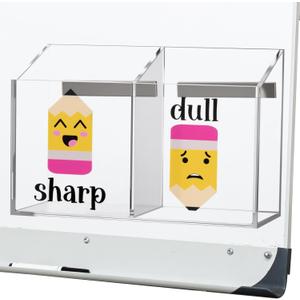 Acrylic Magnetic Pencil Holder for Classroom Magnetic Dry Erase Marker Holder for Whiteboard Fridge Non-slip, Sharp Dull Broken Dispenser Pencil Storage Stationery Organizer Back to School Gift(Two)