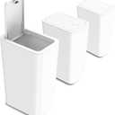 N. NETDOT 3 Pack 10L / 2.6 Gallon Small Trash Can with Lid, Bathroom Garbage Can with Pop-Up Lid, Waste Basket for Bathroom, Kitchen, Bedroom, Powder Room, Craft Room, Office, College (Off White)