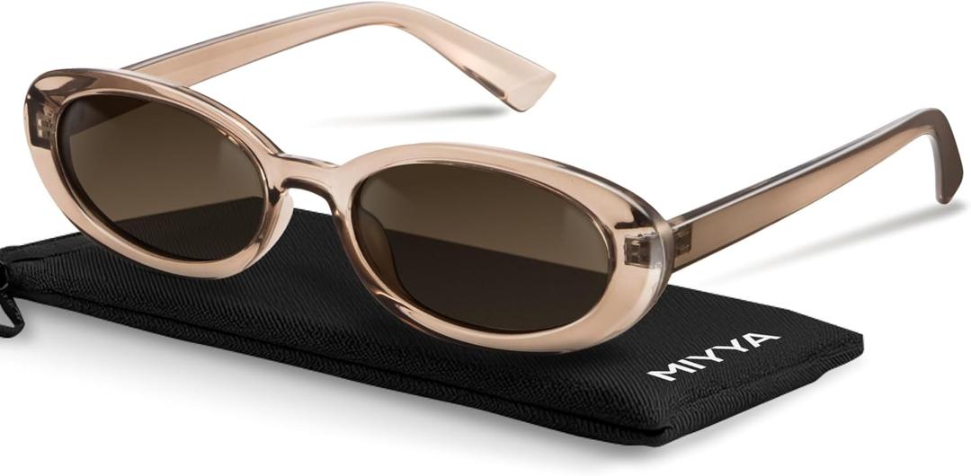 miyya Old Money Polarized Oval Sunglasses  2025 Edition, UV400 Protection, Feather-Light Fit & Trendy Colors (Coffee Transparent/Light Brown)