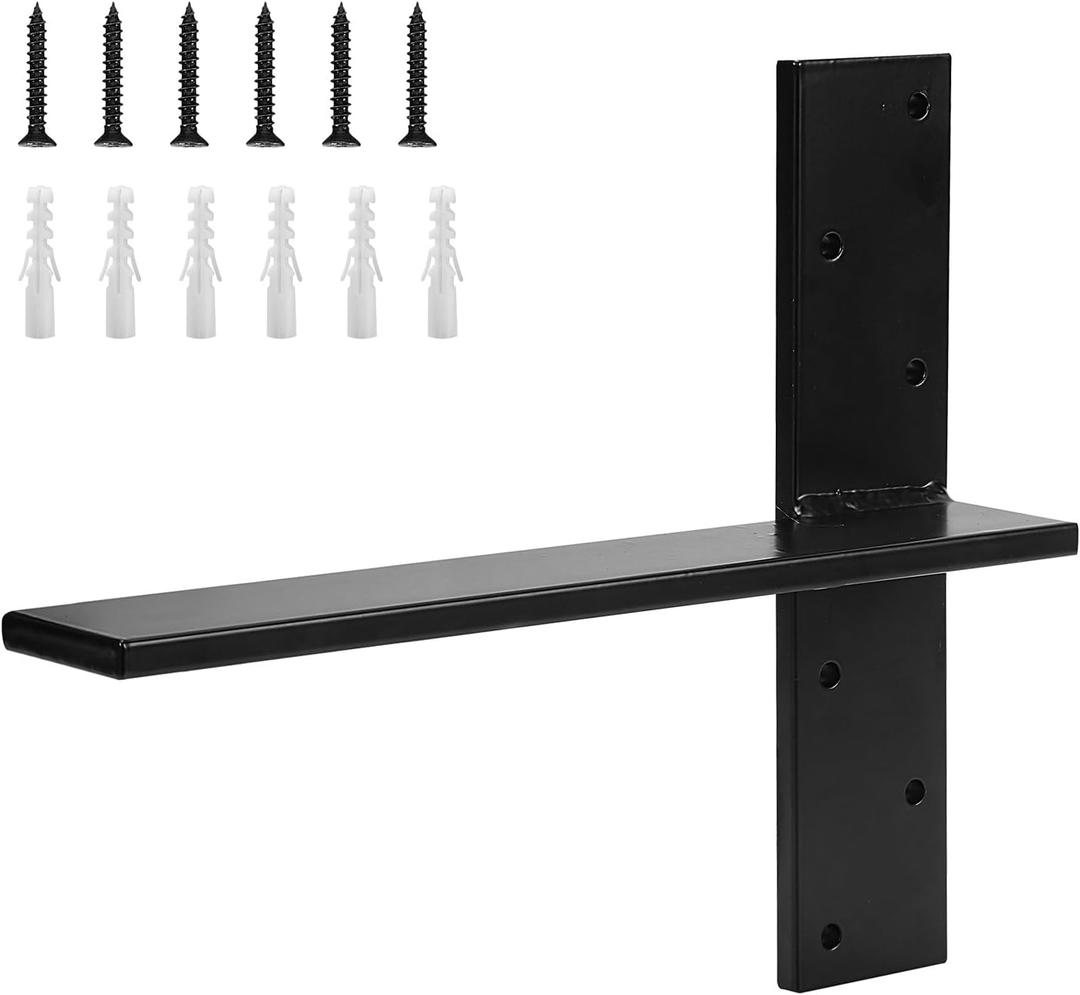 1 Pack Free Hanging T Shelf Bracket, Solid Heavy Duty Steel T Shelf Bracket with Screws, Floating Shelf Brackets, Granite Countertop Support Brackets,Powder Coated, DIY Projects (16 Inch)