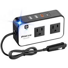 200W Car Power Inverter, PiSFAU DC 12V to 110V AC Car Plug Adapter Outlet with [20W USB-C] /USB-Fast Charger(18W) / 4.8A Dual USB/car Charger for Laptop
