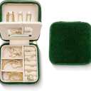 Benevolence LA Plush Velvet Jewelry Box | Travel Jewelry Case Organizer with Mirror | Featured in Oprah's Favorite Things | Best Gifts For Daughter, Girlfriend, Mom | Gifts For Her - Emerald