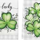 Artoid Mode Plaid Shamrock Eucalyptus St. Patrick's Day Kitchen Towels Dish Towels, 18x26 Inch Lucky Farmhouse Holiday Decoration Hand Towels Set of 2