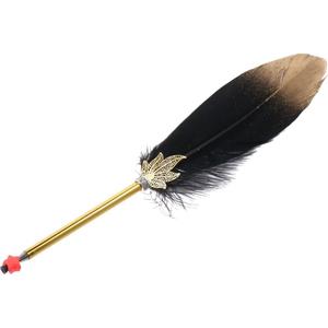 Feather Calligraphy Pen,Vintage Refined Quill Ballpoint Soft Fluffy Pen, for Gift Wedding (Black)