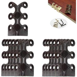 Skirting Board Corner Protectors Solid Brass Baseboard Corner Protectors, Vintage Metal Corner Protector Table Corner Perimeter Cover Safety Bracket with Screws (Black*10Pcs)