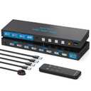 USB 3.0 KVM Switch 4 Computers 1 Monitor 4K@60HZ HDMI 4 Port KVM Switches for 4 PC Share 1 Monitor and 4 USB 3.0 Devices, Such as Keyboard Mouse Printer, with Controller and 4 USB Cables (Deep Blue)