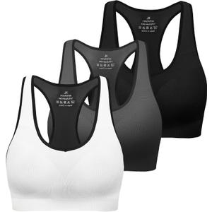 MIRITY Women Racerback Sports Bras - High Impact Workout Gym Activewear Bra (M)