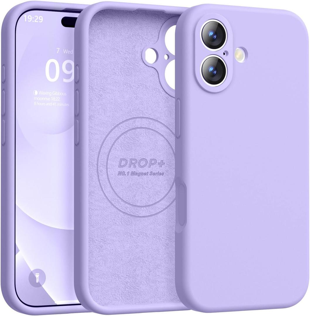 Ktele Magnetic for iPhone 17 Case [Compatible with Magsafe] [Premium Silicone Satin-Smooth Touch] Slim Shockproof Anti-Scratch Microfiber Lining Case, 6.3 inch, Light Purple