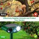 2 Pack Solar Animal Repeller for Raccoons, Deer & Squirrels - Ultrasonic & Strobe Light, Outdoor Deterrent for Cats, Dogs, Raccoons, Rabbits, Skunks, Foxes & More