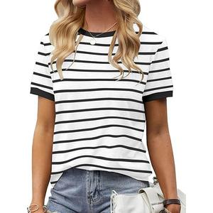 Lilicoco Womens T Shirt Short Sleeve Crew Neck Basic Color Block Tee Tops, Extra Large 