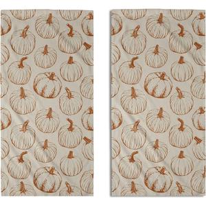Fall Thanksgiving Pumpkin Hand Towels for Bathroom Set of 2 Burnt Orange Cream Autumn Harvest Theme Print Holiday Decorative Handtowels Soft Absorbent Bath Towel for Home Guest Room Hotel Gym Spa