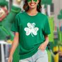 St Patrick's Day Shirts for Women Lucky Irish Green Shamrock Graphic Tee Costume Funny Saint Clover Printed T-Shirt Top (Green, XXL)