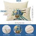 4 x Spring Summer Blue Flower Bicycle Lumbar Decorative Throw Pillow Cover, 20" x 12"