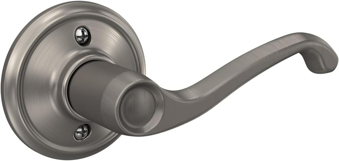 Schlage F170 FLA 619 RH Right Handed Flair Door Lever, One Sided Non-Turning Dummy Door Handle, Satin Nickel
