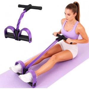 Multifunction Tension Rope, 6-Tube Elastic Yoga Pedal Puller Resistance Band, Natural Latex Tension Rope Fitness Equipment, for Abdomen/Waist/Arm/Leg Stretching Slimming Training (Purple)