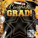 HANYING 7x5ft Graduation Season Backdrop,Class of 2026 Black Gold Congratulations Graduate Background,Congrats Grad Prom Party Cake Table Decoration,Photo Studio Props,HYLC121