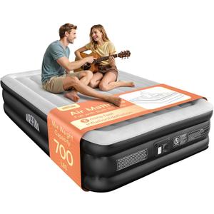 Airefina Air Mattress Full with Built in Pump, Upgraded 18 Raised Blow Up Mattress, Comfort Inflatable Mattress with Storage Bag for Guest Home Camping, Air Bed Full Size, Colchon Inflable (Grey)