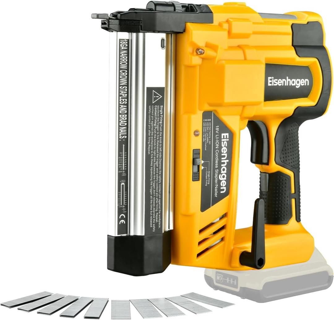 Cordless 2" Brad Nailer Compatible with Dewalt 20V Battery (No Battery and Charger), 2-in-1 Electric Nail Gun/Staple Gun, 18 Gauge Nail Gun Battery Powered with 1000 Nails for Wood Carpentry