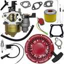 Strongthium GX160 GX120 Tune Up Parts Carb Kit for Honda GX 120 200 4.0 5.5 6.5 hp 196 212 cc w/Carburetor + Pull Start + Coil + Air Filter + Spark Plug + Throttle Springs + Gaskets