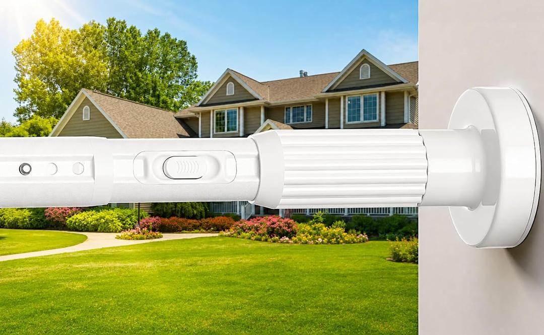 Extra Long No-Drill Tension Curtain Rod 39-144 Inches (4-12Ft), Heavy Duty Adjustable Rod for Outdoor Patio Curtains, Large Windows, Room Divider & Bathroom, White