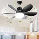 Socket Fan Light with Remote,Small Ceiling Fans with Lights,Smart Timing 2000 Lumens Dimmable 3 Colors,E26 Base Socket Ceiling Fan for Bedroom Living Garage KitchenBlack (Warm White)