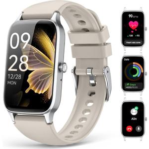 Fitness Tracker for Women Men, Activity Smart Watch Compatible with Android iPhone, Step Counter with 110+ Sports, Sleep Monitor, Calorie Counter, IP68 Waterproof (Starlight, 1.57)