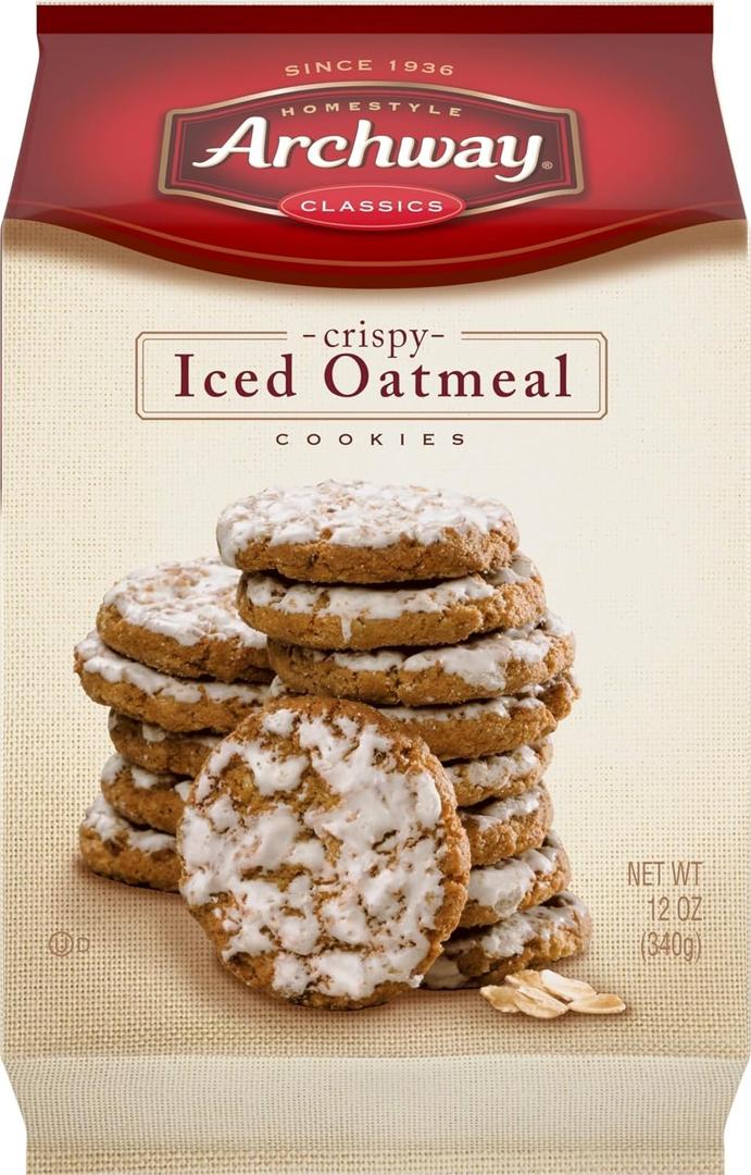 Archway Cookies, Crispy Iced Oatmeal Cookies, 12 Oz, 3packs