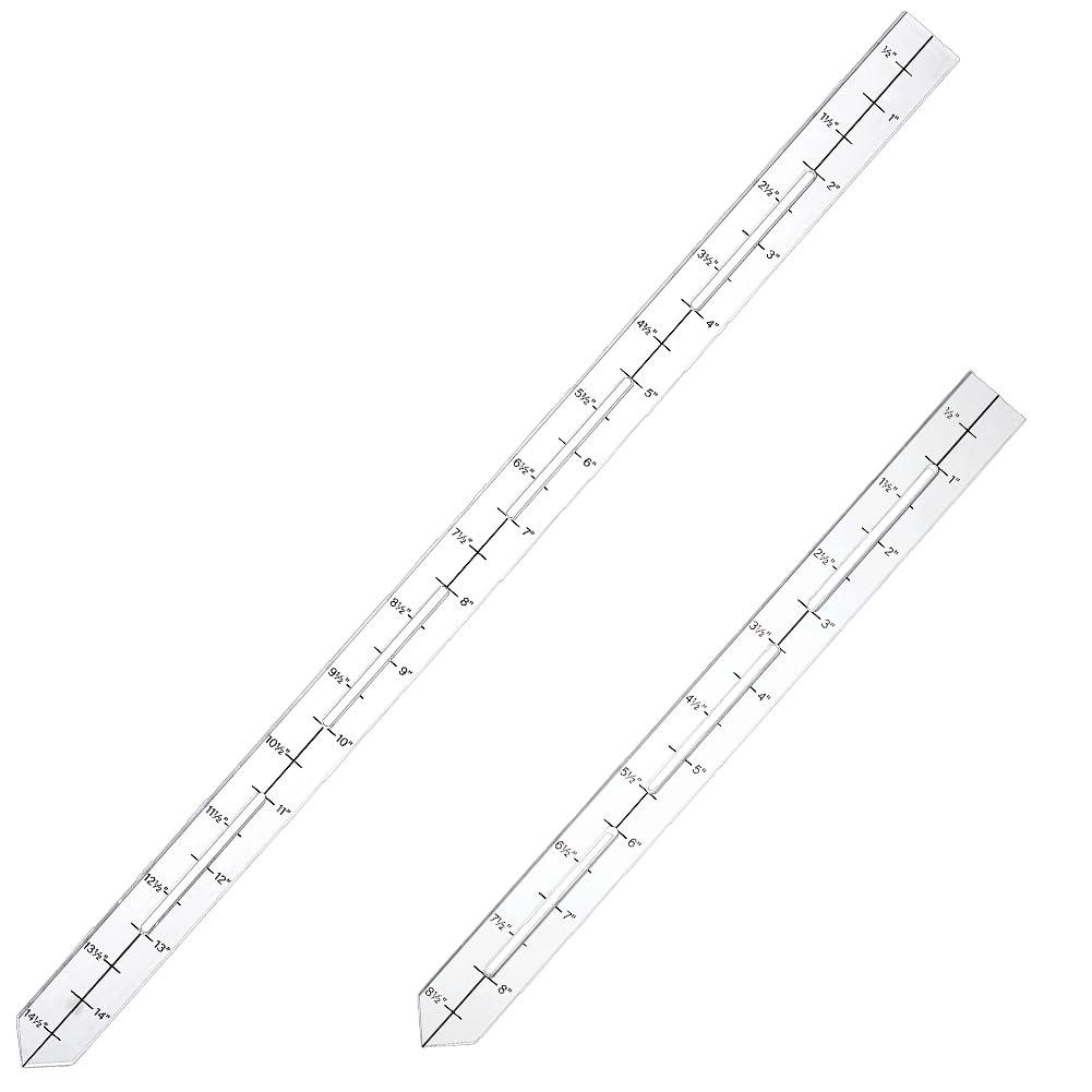 AHANDMAKER 2 Sizes Quilting Ruler, 9" and 15" Transparent Acrylic Non Slip Quiltings, Clear Slotted Quilting Rulers, Seam Guide Measuring Tool for Cutting Fabric Pattern Making and Sewing