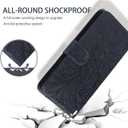 Case for Galaxy A55 5G Case,Samsung A55 SM-A556U Wallet Case with Tempered Glass Screen Protector, Lace Flower PU Leather Flip Credit Card Holder Phone Cover for Samsung Galaxy A55 5G Dark Blue