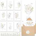 Pack of 2 20 Pcs Sympathy Cards with Envelopes and Thoughtful Messages (4"x6") - Wildflowers Watercolor Condolences Cards - Bereavement Cards Set with Envelopes and Matching Stickers - Sympathy Cards Bulk