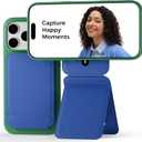 MOFT Phone Tripod Stand Selfie Stick for iPhone, Multi-Angles iPhone Stand, Lightweight & Portable Phone Holder, Strong Magnets, MOVAS Vegan Leather, Travel Essentials, Sapphire (Without Card Slot)