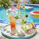 24 Reusable Drinking Straws for Summer Beach Pool Birthday Party Favors Decorations - Crazy Silly Plastic Drink Straws for Kids Tropical Hawaiian Luau Theme Party Supplies Decor, School Prizes Rewards