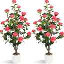 Artificial Camellia Tree 2 Pack, 43.3" Tall Fake Camellia Plant
3.6FT Faux Camellia Tree Pink with Planter, Artificial Silk Flower Tree For Outdoor Indoor Floor Front Porch Home Decor