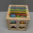 Montessori Toys for 1+ Year Old, Wooden Sorter Cube with 8pcs Rattling Shapes, Developmental Learning Toy Gifts for Baby Toddler Boys Girls, Gift Packaging