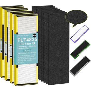 Upgraded FLT4825 HEPA Filter B Replacement for GermGuardian filter replacement AC4825E AC4300 AC4900 | 4 True H13 HEPA Filters + 8 Carbon Pre-Filters | 99.97% Allergen Removal, Easy Install.