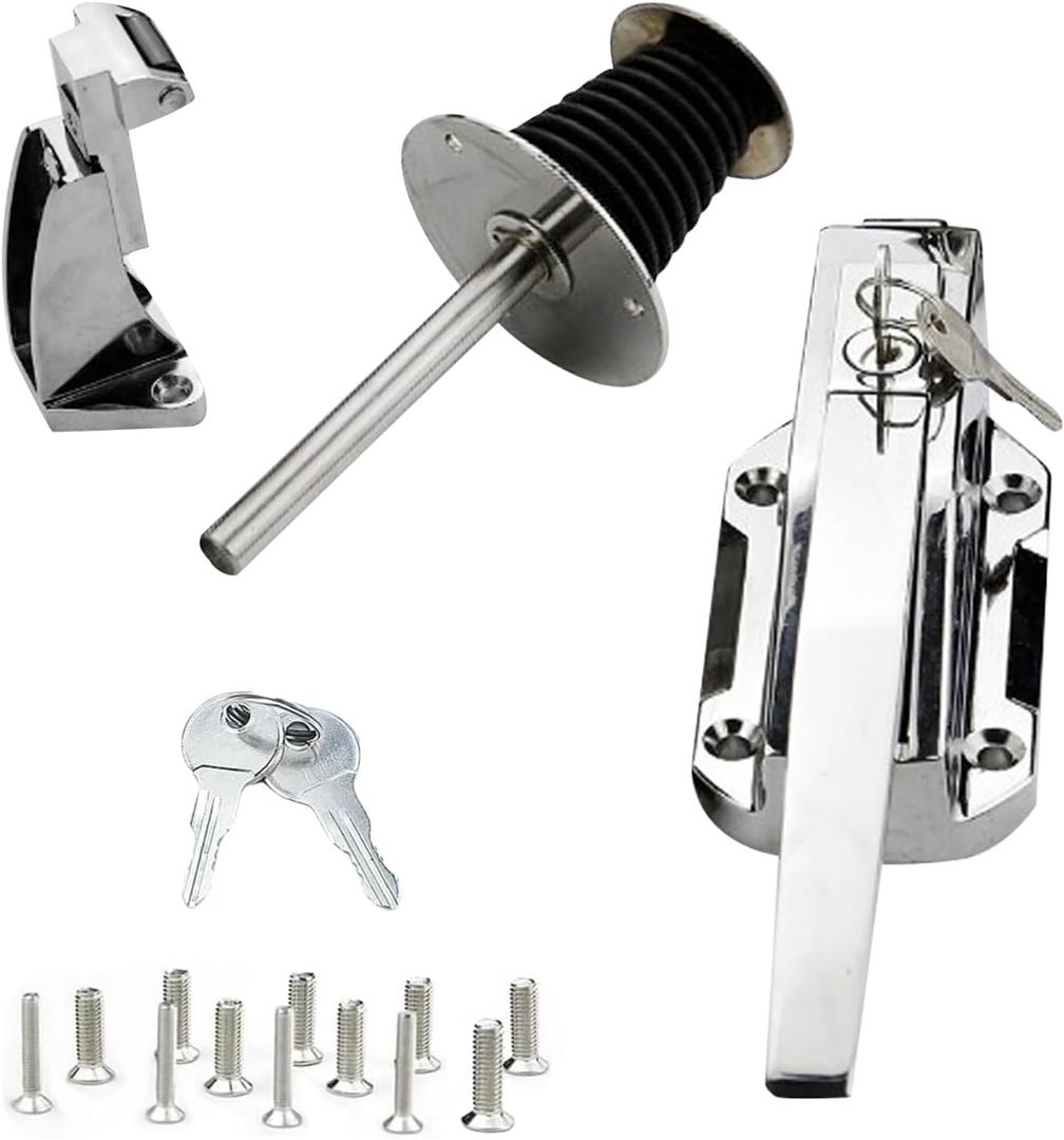 Walk in Cooler Door Closer,Freezer Door latches Commercial Door Handle, Walk in Cooler Door Closer Complete Latch Kit,Release Handle Offset -1/5 In-3/5 in(Offset)